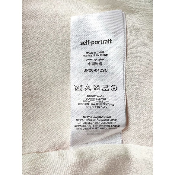 SELF-PORTRAIT Crescent Chiffon Printed Cape Lovecore Red and Cream Dress - Picture 7 of 11